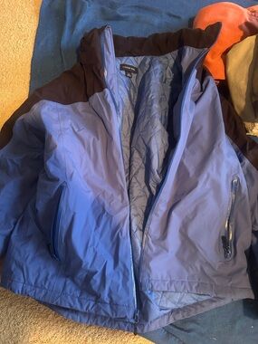 Lands' End Men's Blue and Black Puffer Jacket